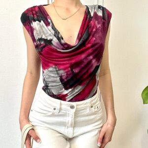 💜Colourful Cowl Neck Top/Blouse Size Small